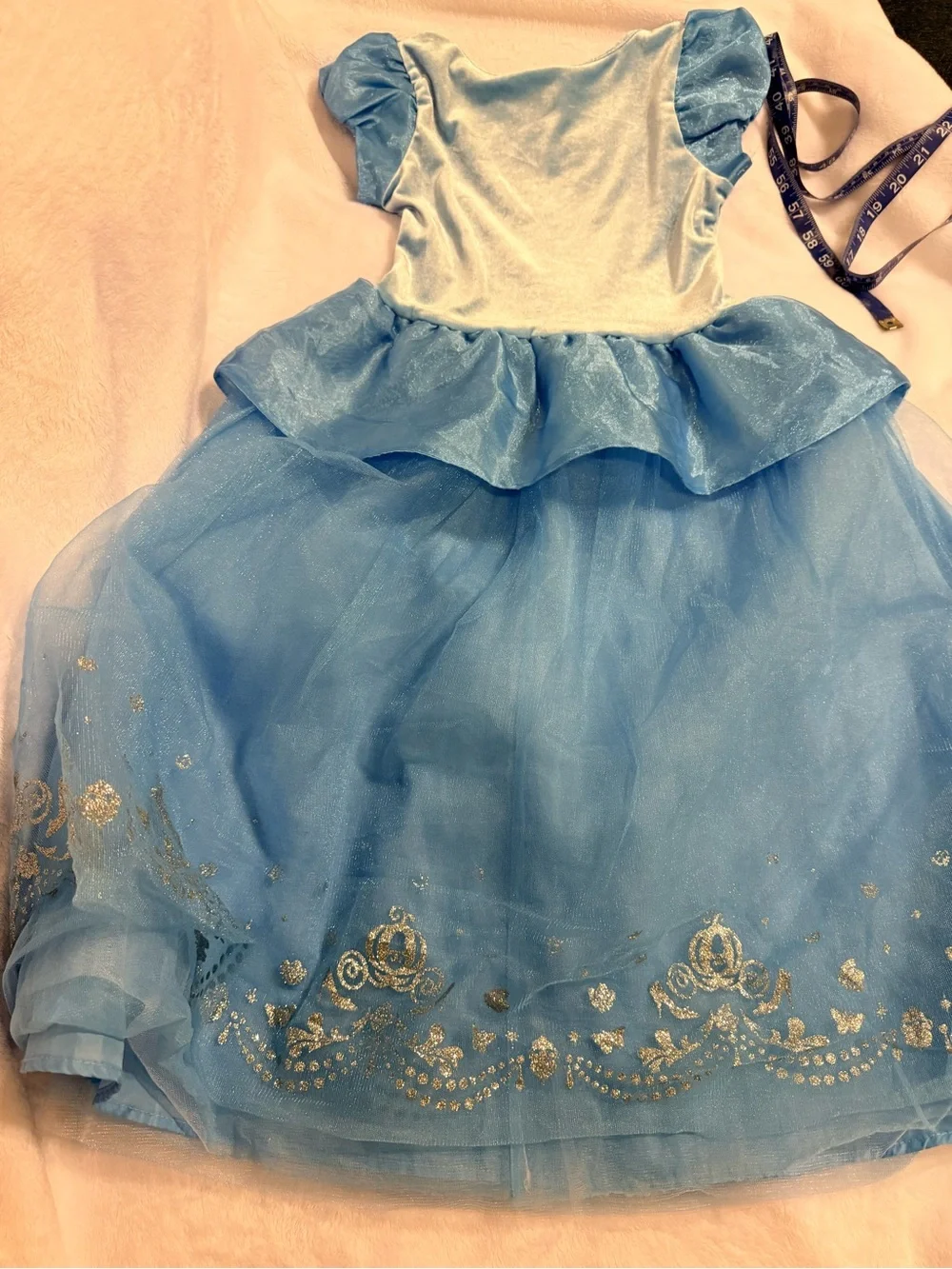 Disney Light Blue Cinderella Princess Dress with Gold Accents